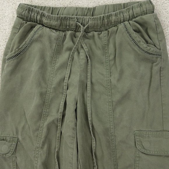 Knox Rose Cargo Joggers Womens Small Green Twill Elastic Waist Stretch Pockets - Picture 2 of 11